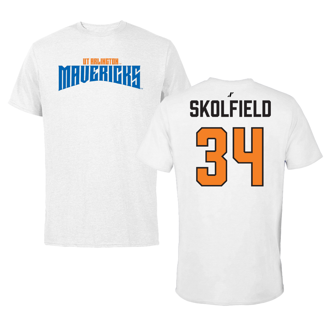 University of Texas at Arlington Baseball White Classic Performance Tee - #34 Dylan Skolfield