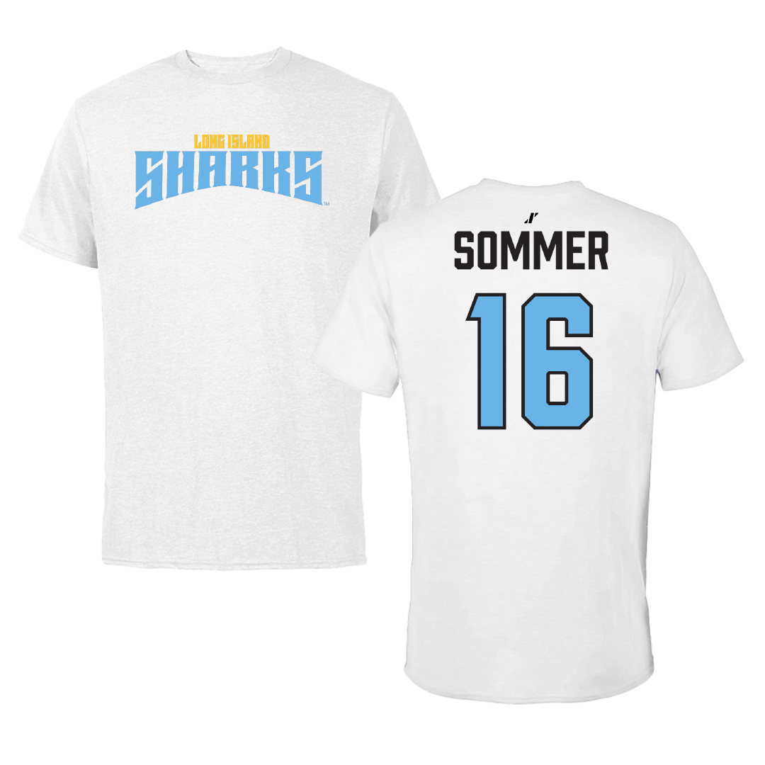 Long Island University Soccer (M) White Classic Tee - #16 Maximilian Sommer