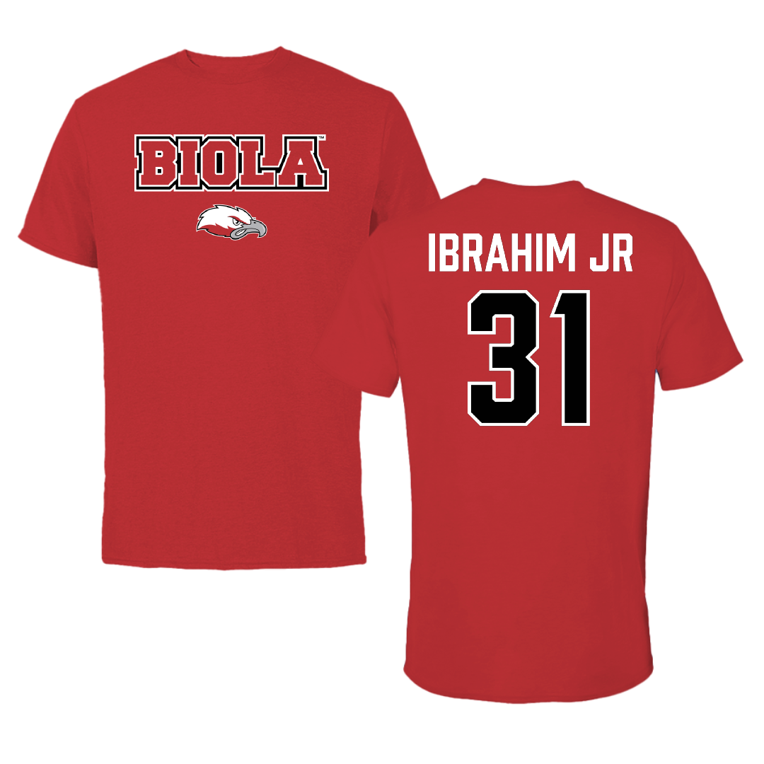 Biola University Baseball Red Performance Tee - #31 Matthew Ibrahim Jr