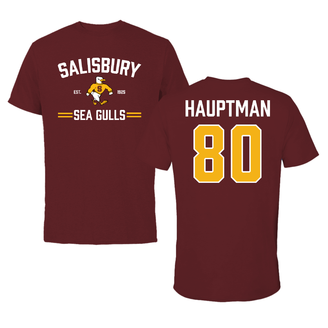 Salisbury University Football Maroon General Tee - #80 Matthew Hauptman