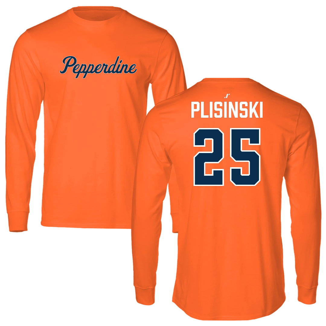 Pepperdine University Baseball Orange Long Sleeve - #25 Austin Plisinski