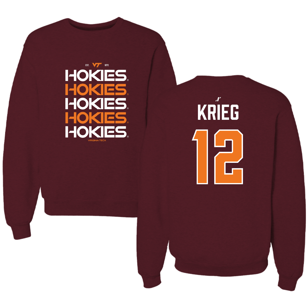 Virginia Tech Soccer Maroon General Crewneck - #12 Harrison Krieg