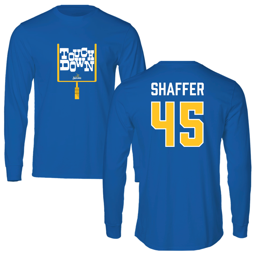 Texas A&M University-Kingsville Football Blue Touchdown Long Sleeve - #45 Luke Shaffer