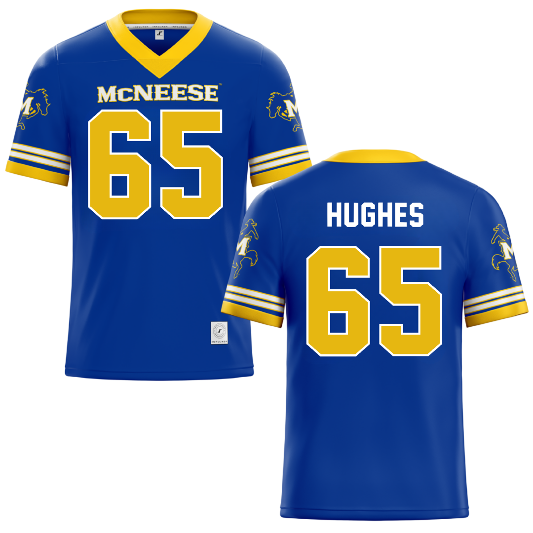 McNeese State University Blue Football Jersey - #65 Cooper Hughes