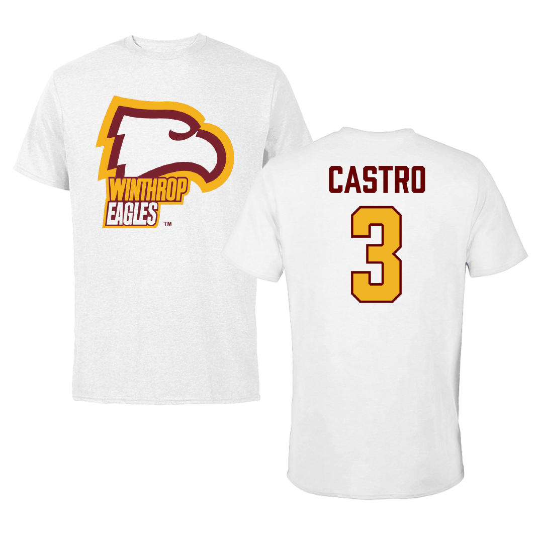 Winthrop University Soccer (M) White Eagles Performance Tee - #3 Emidio Castro