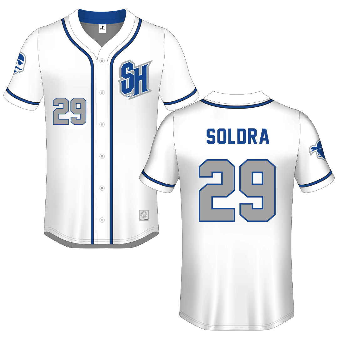 Seton Hall University White Button-Down Jersey - #29 AJ Soldra