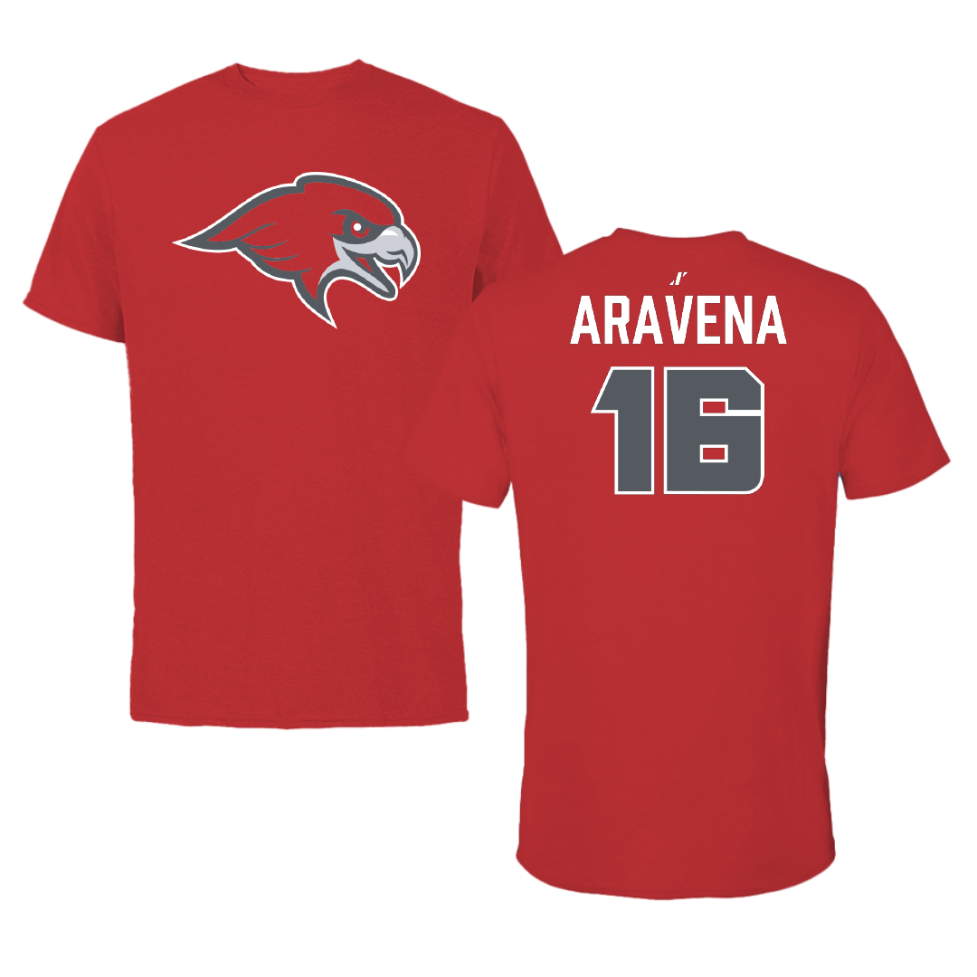 Montclair State University Soccer (W) Red Performance Tee - #16 Kayden Aravena
