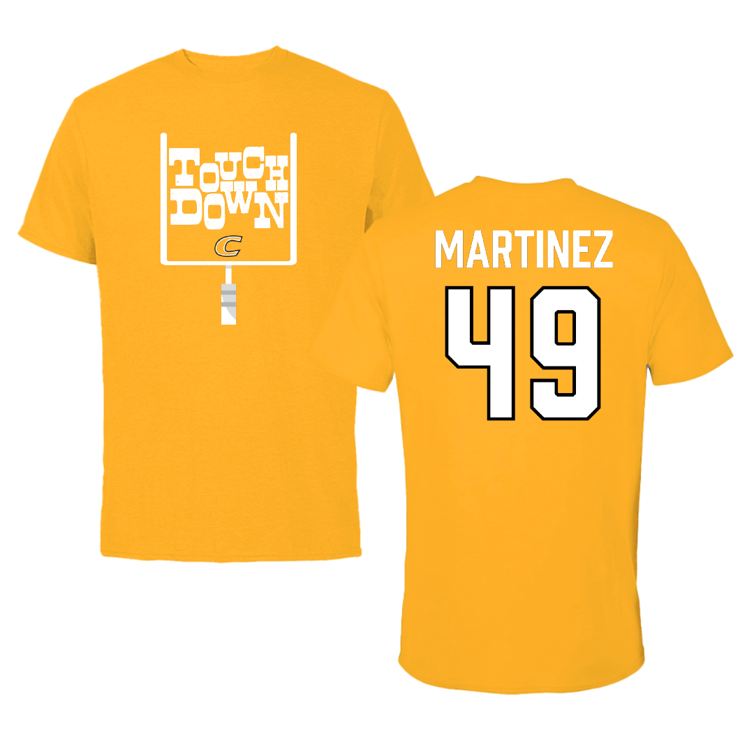 Centre College Football Gold Touchdown Tee - #49 Norvis Martinez