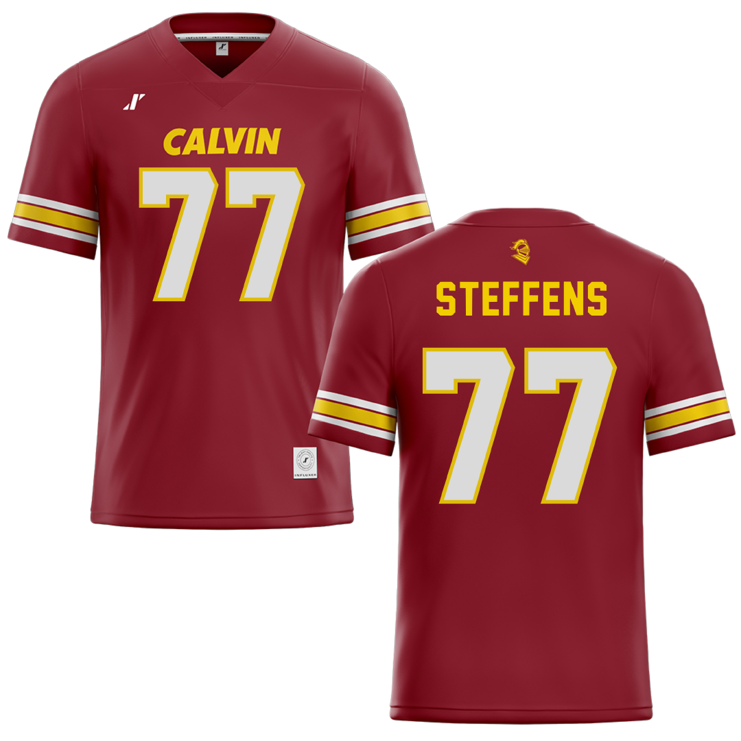 Calvin University Maroon Football Jersey - #77 Tanner Steffens
