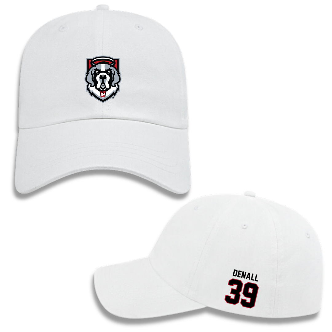 D'Youville University Baseball White Hat - #39 Jakob Denall