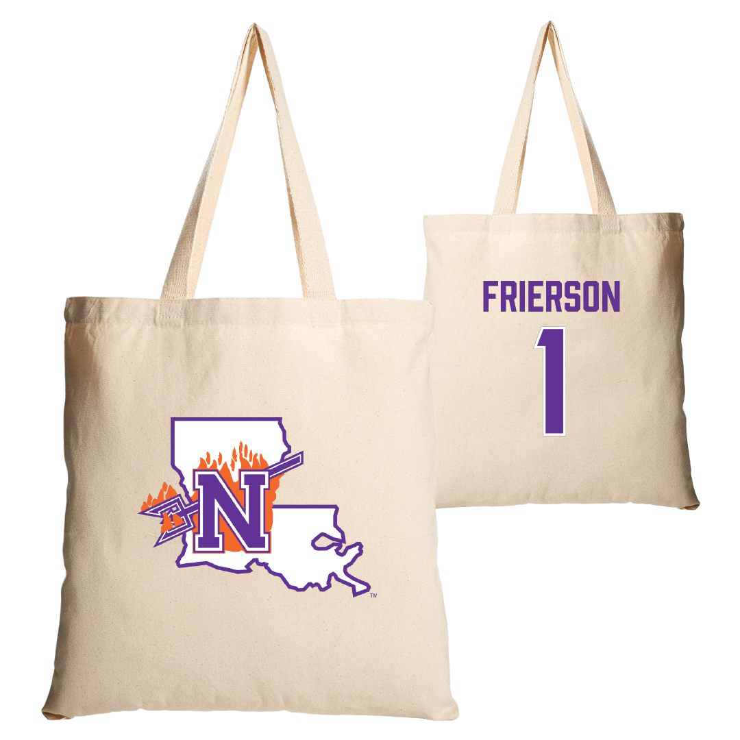 Northwestern State University Basketball Tan Canvas Tote Bag - #1 Jermesha Frierson