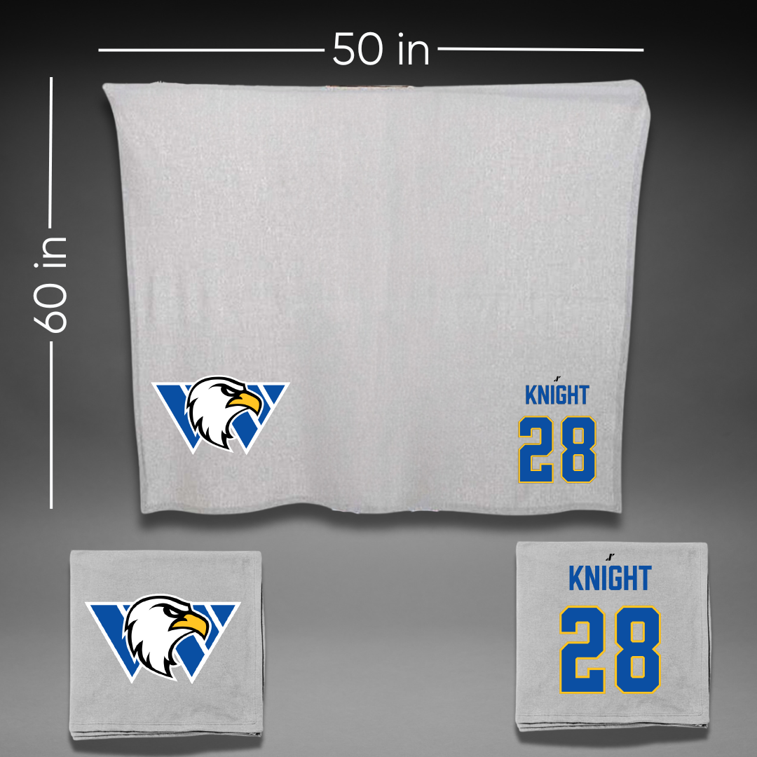 Williams Baptist University Baseball Gray Blanket - #28 Owen Knight