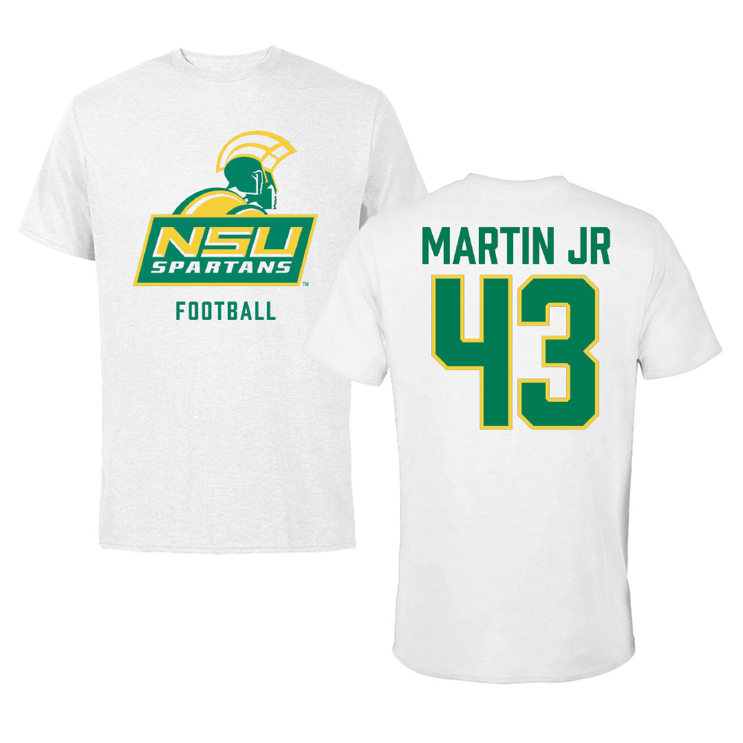 Norfolk State University Football White Tee - #43 Richard Martin Jr
