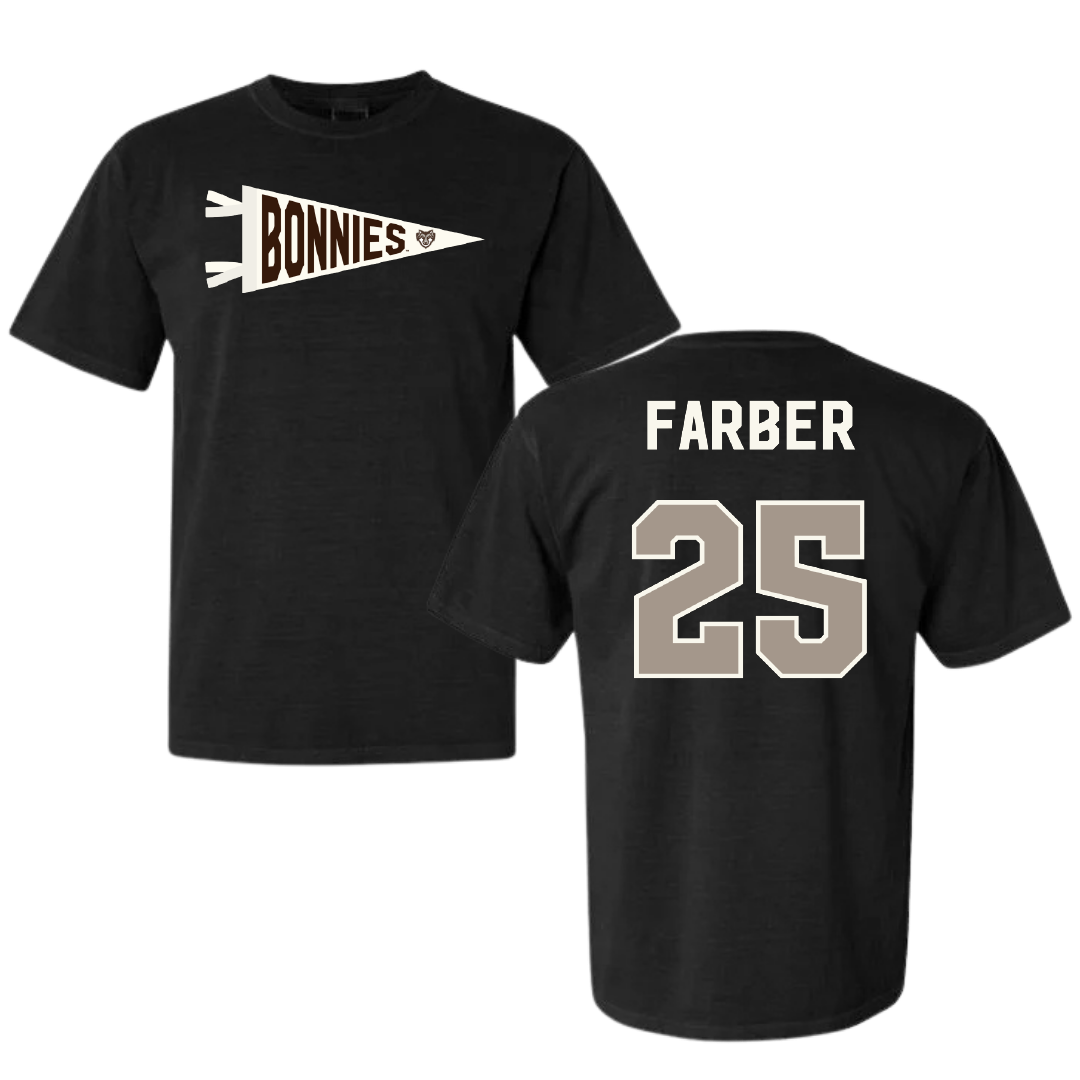 St. Bonaventure University Softball Black Pennant Comfort Colors Tee - #25 Abby Farber