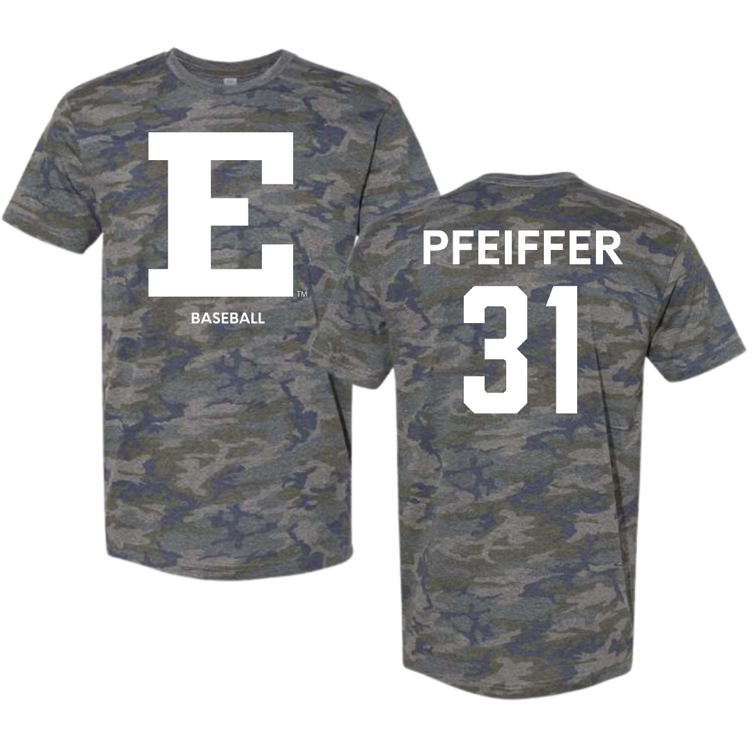 Eastern Michigan University Baseball Vintage Camo Tee - #31 Michael Pfeiffer
