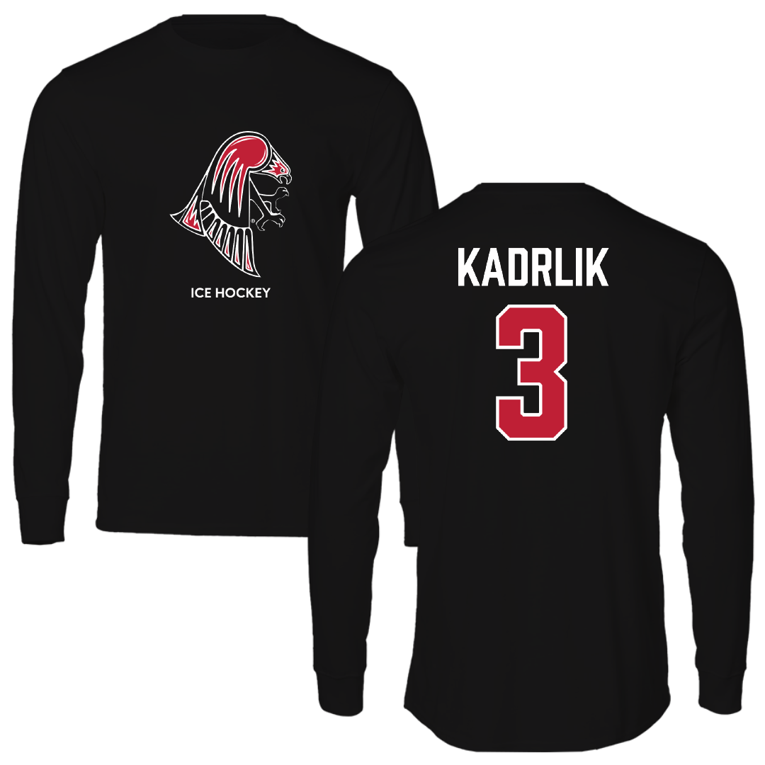 University of Wisconsin-River Falls Ice Hockey (W) Black Mascot Long Sleeve - #3 Madison Kadrlik
