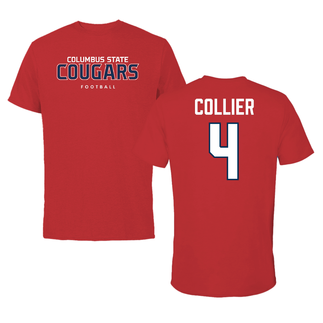 Columbus State University Football Red Performance Tee - #4 Keyauris Collier