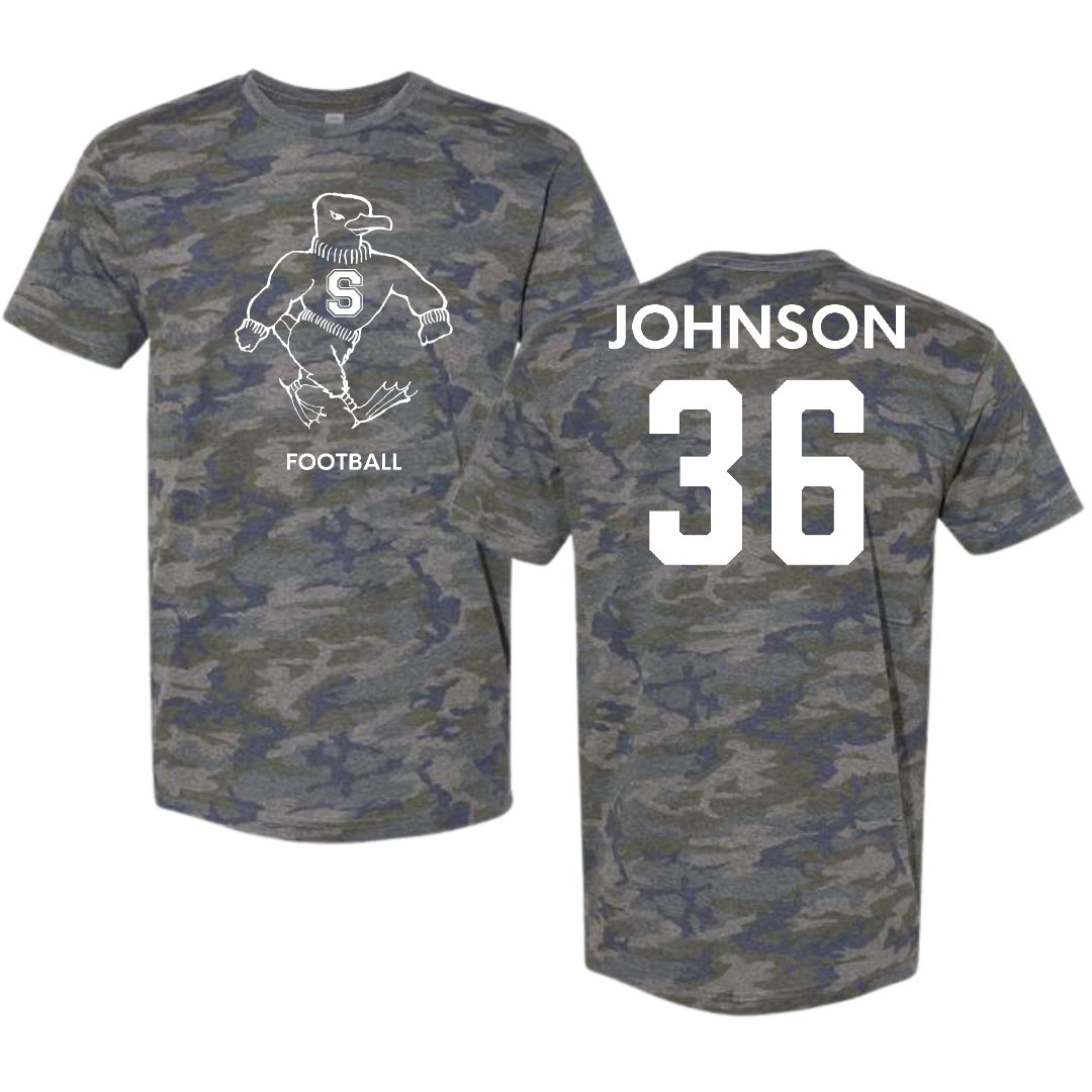 Salisbury University Football Vintage Camo Tee - #36 Huda Johnson