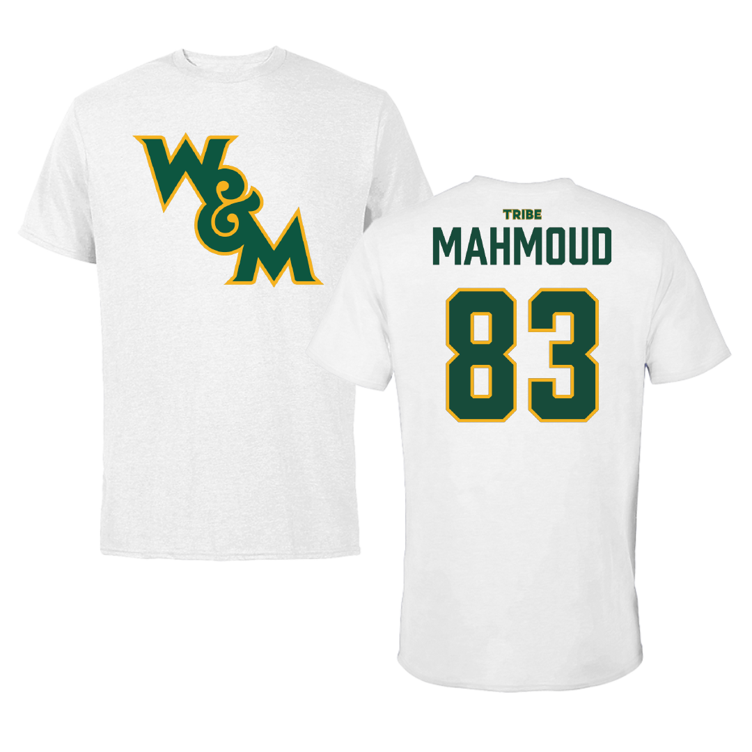 William & Mary Football White Performance Tee - #83 Nasir Mahmoud