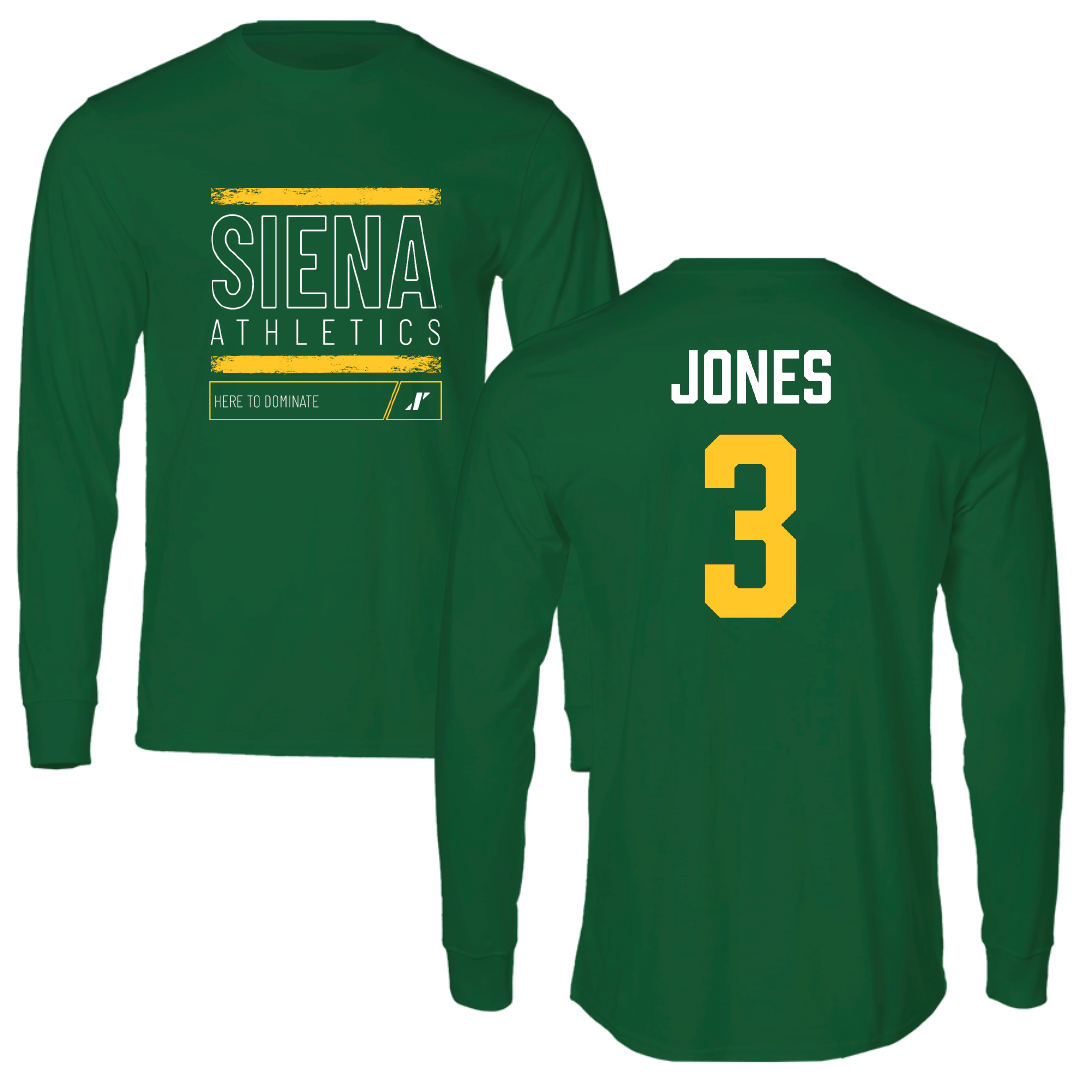 Siena University Basketball (M) Green Dominate Performance Long Sleeve - #3 Christian Jones