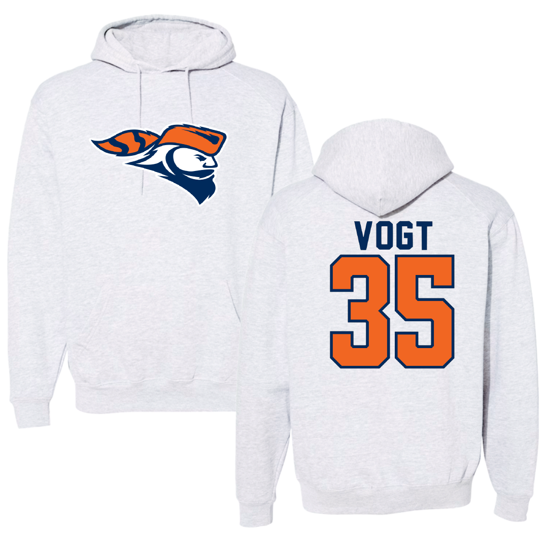 Carroll University Baseball Light Gray Hoodie - #35 Alex Vogt
