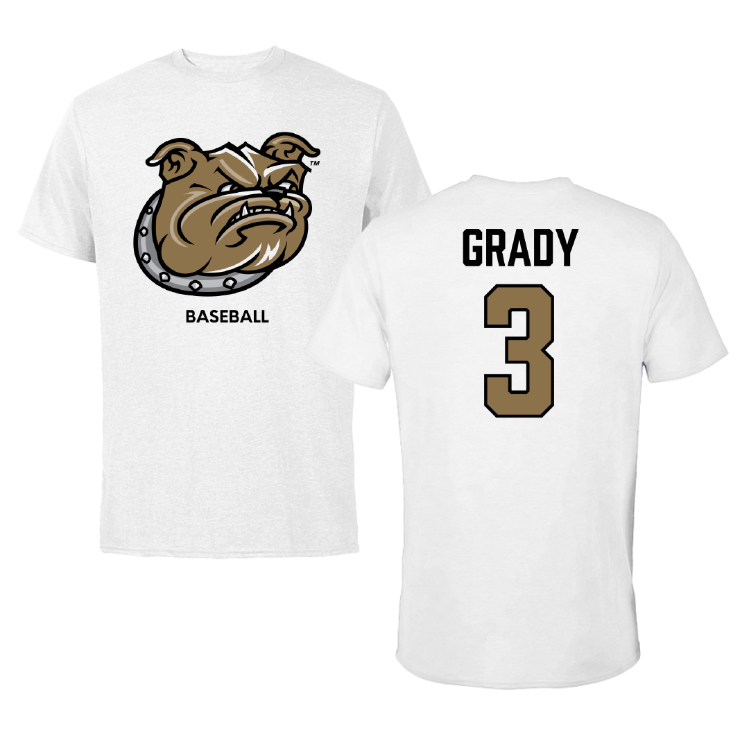 Bryant University Baseball White Tee - #3 Shea Grady