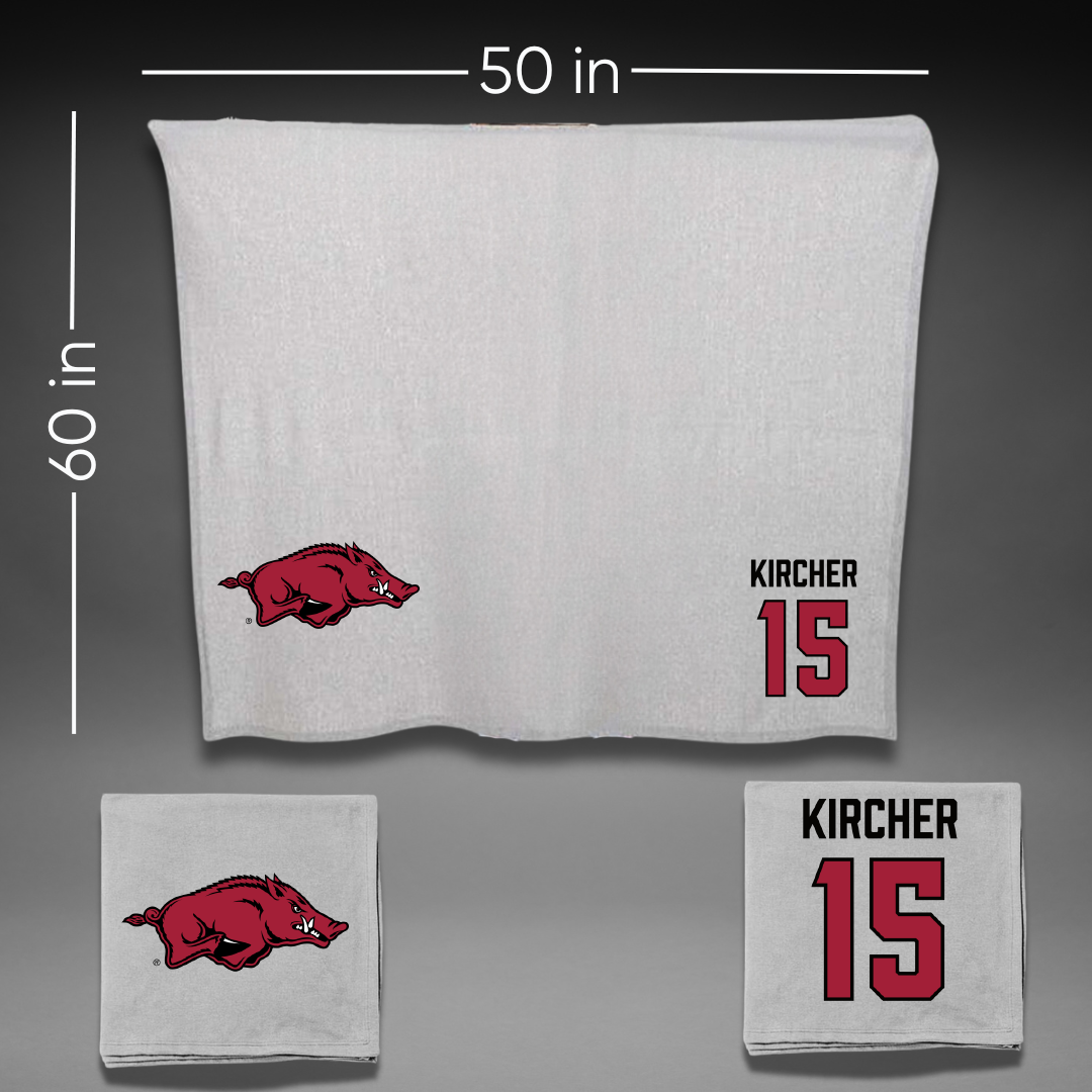 University of Arkansas Baseball Gray Blanket - #15 Jackson Kircher