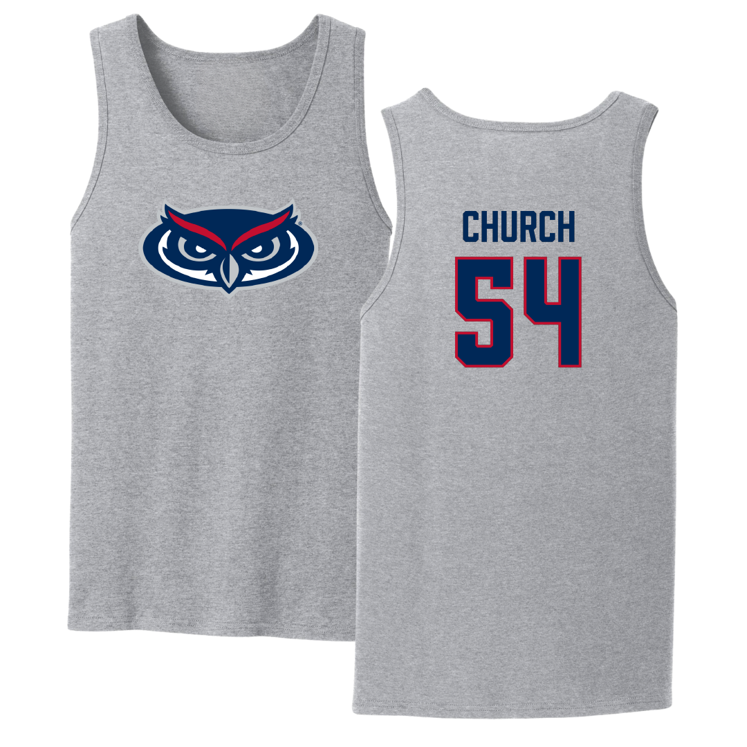 Florida Atlantic University Football Sport Gray Tank Top - #54 Jordan Church