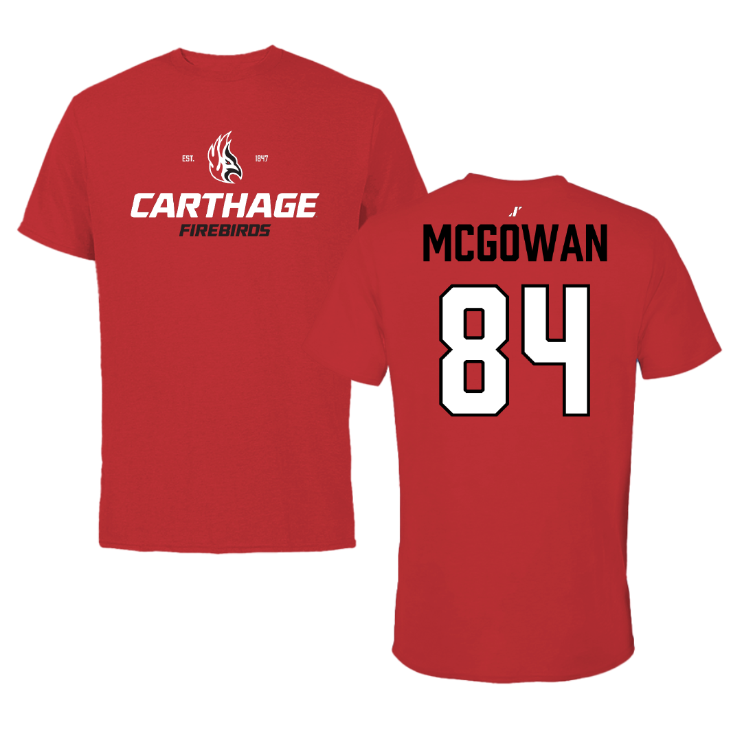 Carthage College Football Red General Performance Tee - #84 Mikel Mcgowan