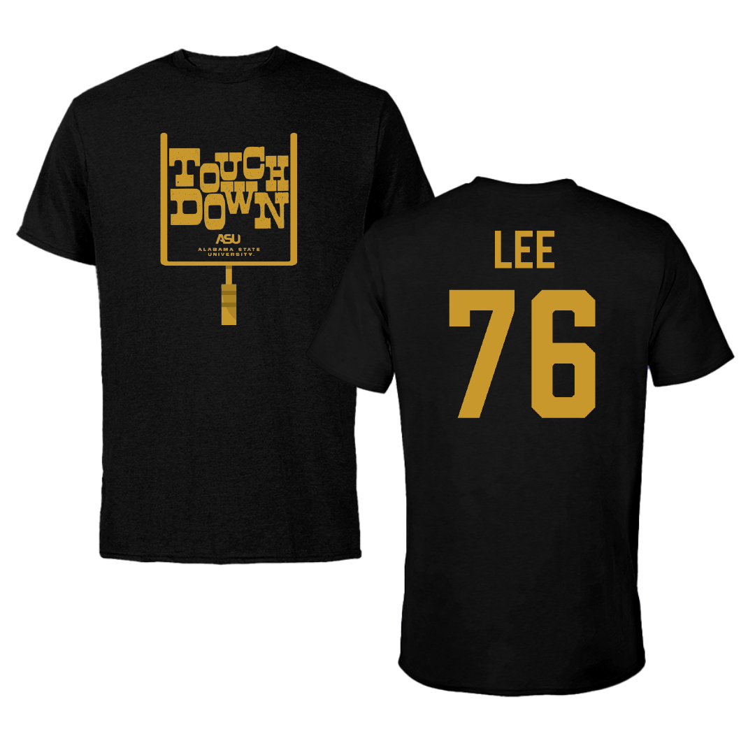Alabama State University Football Black Touchdown Performance Tee - #76 Marvin Lee