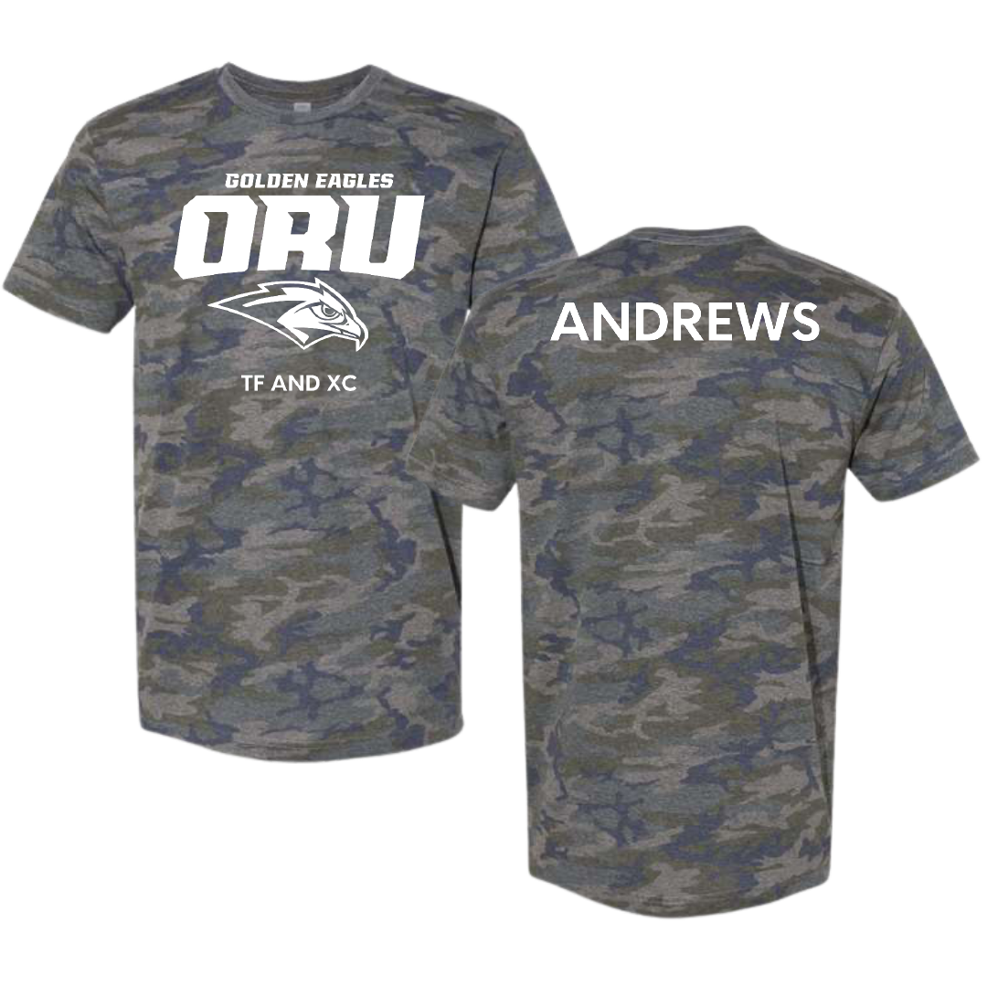 Oral Roberts University TF and XC Vintage Camo Tee - Caleb Andrews