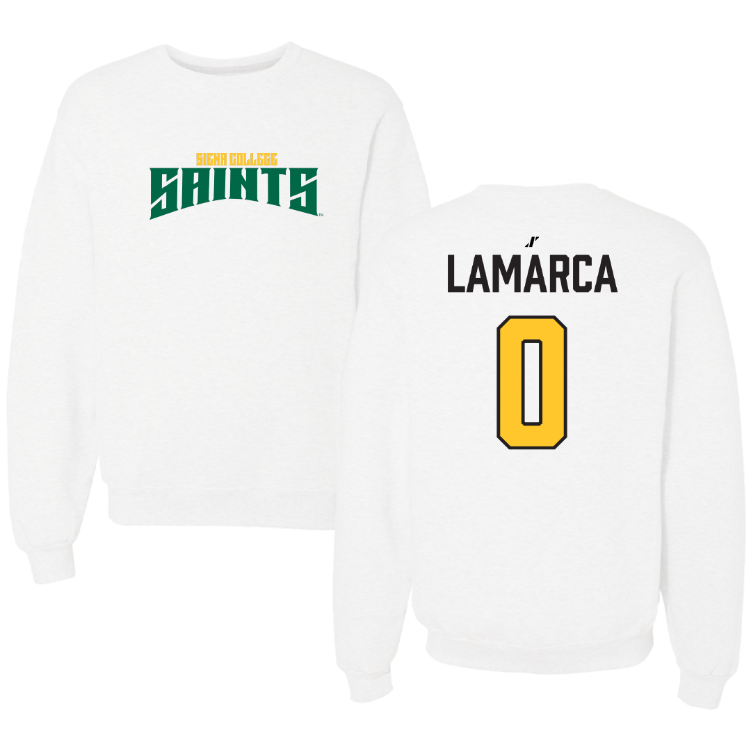 Siena University Lacrosse (M) White Classic Crewneck - #0 Jack Lamarca