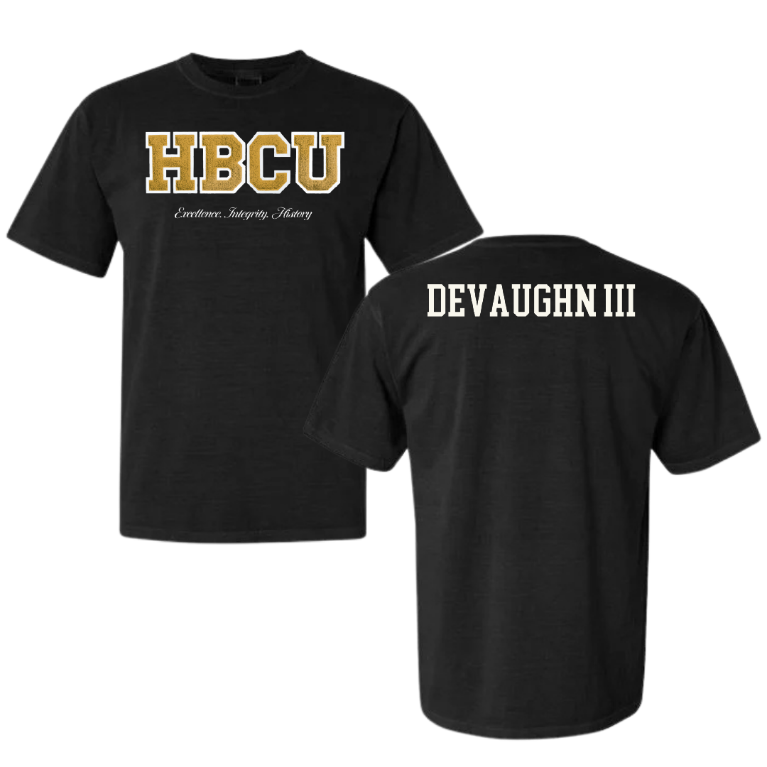 Alabama State University TF and XC Black HBCU Varsity Comfort Colors Tee - Vaughn DeVaughn III