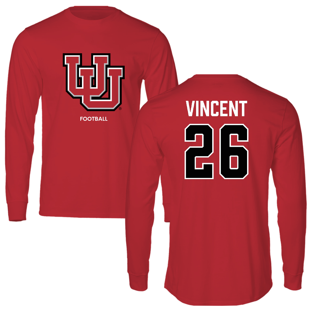 University of Utah Football Red Block Long Sleeve - #26 Charlie Vincent