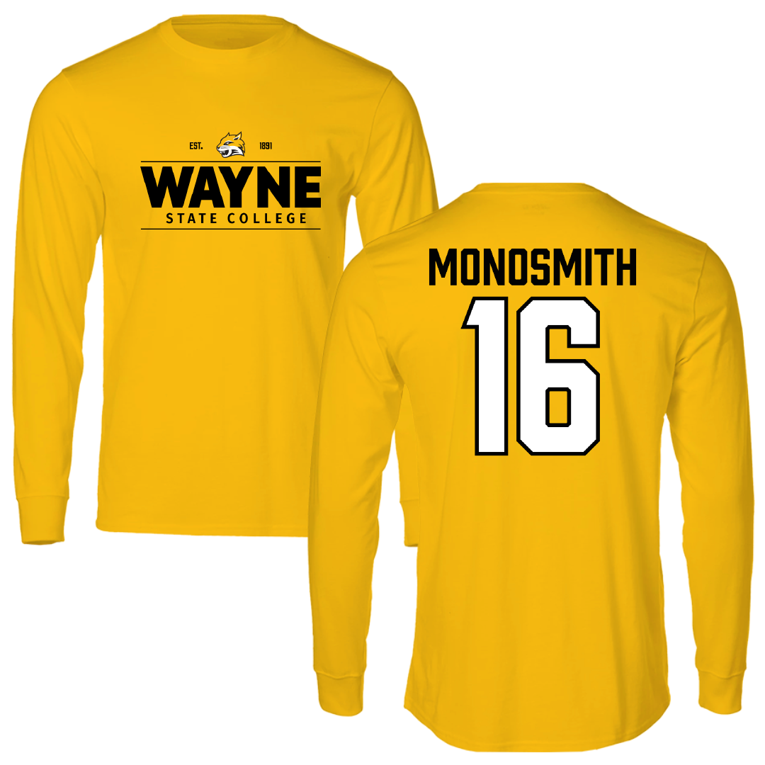 Wayne State College (Nebraska) Baseball Gold General Long Sleeve - #16 Gabe Monosmith