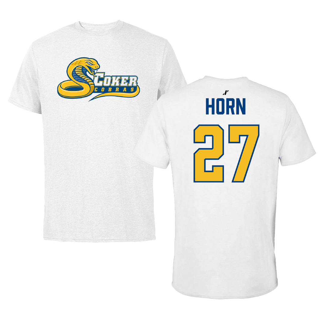 Coker University Soccer White Tee - #27 Owen Horn