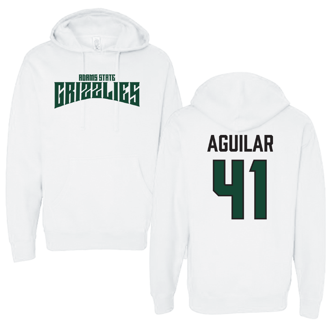 Adams State University Soccer (M) White Classic Hoodie - #41 Dominic Aguilar