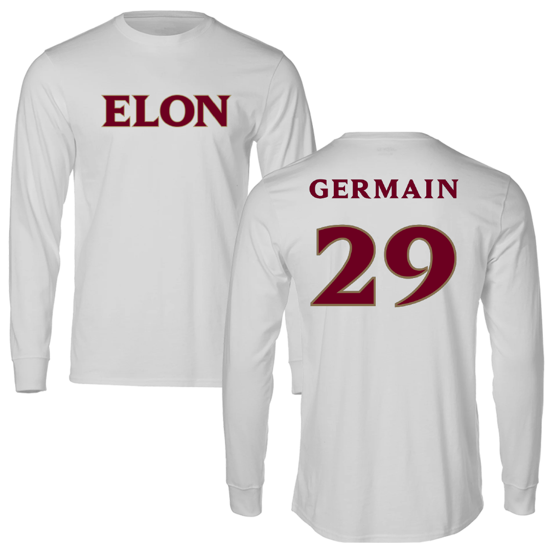 Elon University Football Light Gray Performance Long Sleeve - #29 Nick Germain