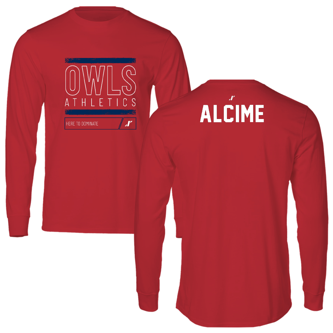 Florida Atlantic University Swimming & Diving Red Dominate Performance Long Sleeve - Claudgena Alcime