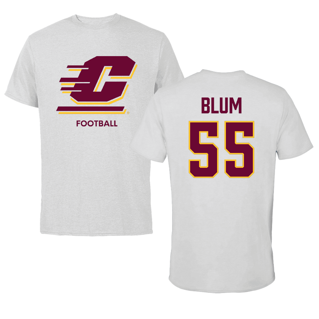 Central Michigan University Football Light Gray Tee - #55 Ryan Blum
