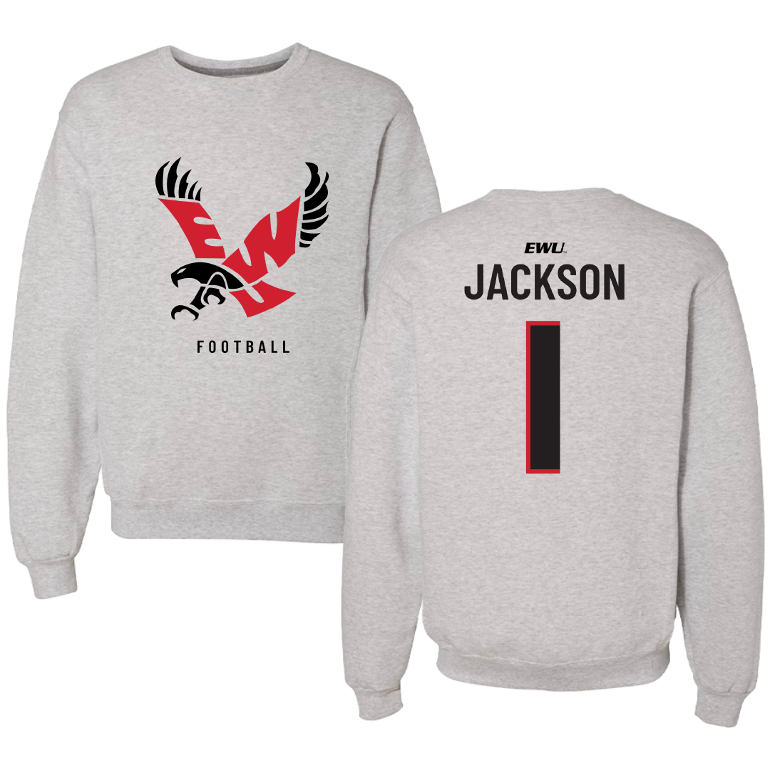 Eastern Washington University Football Gray Crewneck - #1 Tylin Jackson