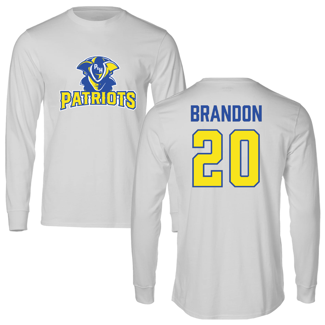 Patrick & Henry Community College Baseball Light Gray Performance Long Sleeve - #20 Ben Brandon