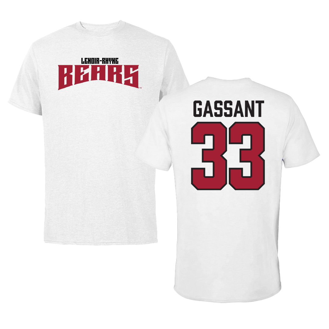 Lenoir-Rhyne University Football White Classic Tee - #33 Winston Gassant