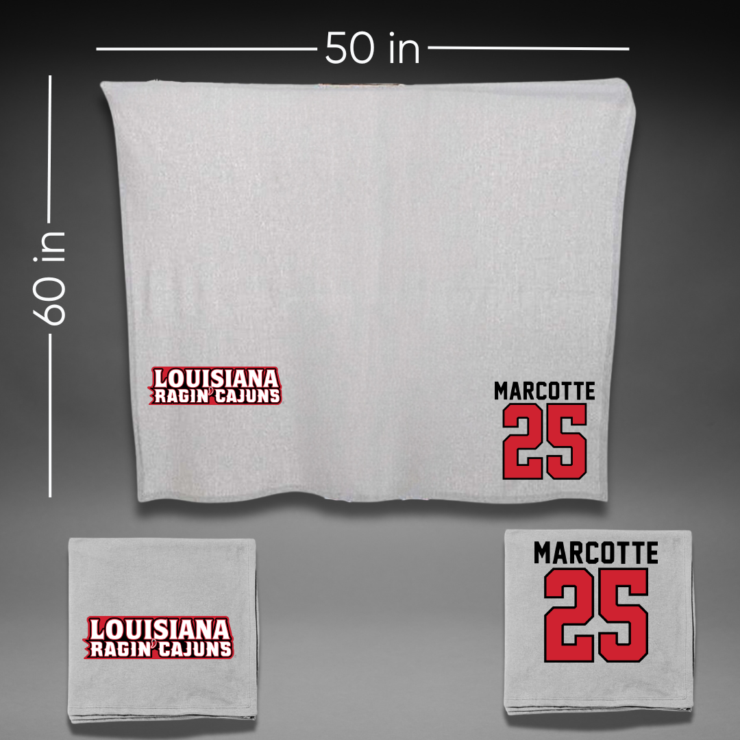 University of Louisiana at Lafayette Baseball Gray Blanket - #25 Riley Marcotte