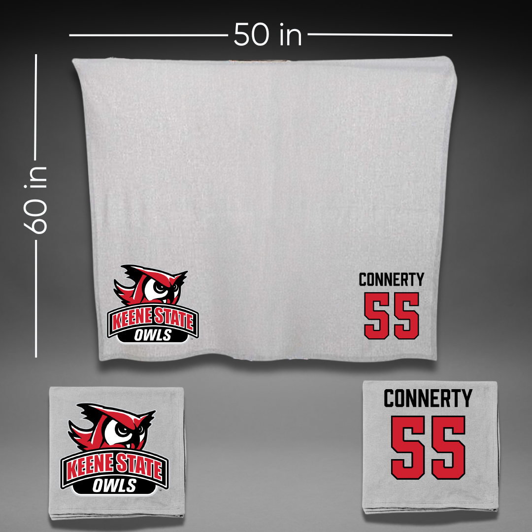 Keene State College Lacrosse (M) Gray Owls Blanket - #55 Liam Connerty