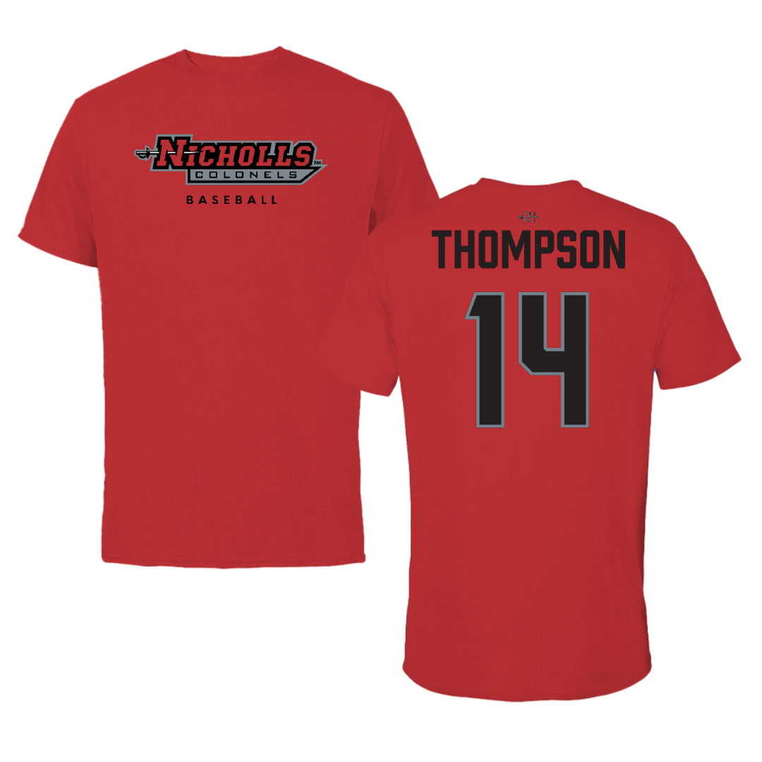 Nicholls State University Baseball Red Performance Tee - #14 Caston Thompson