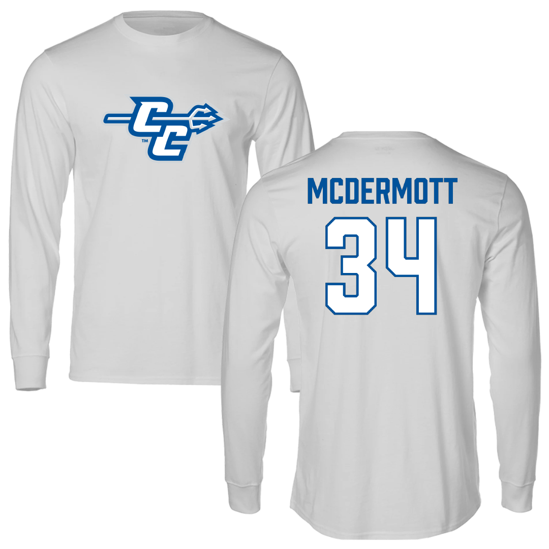 Central Connecticut State University Baseball Light Gray Performance Long Sleeve - #34 Kyle McDermott