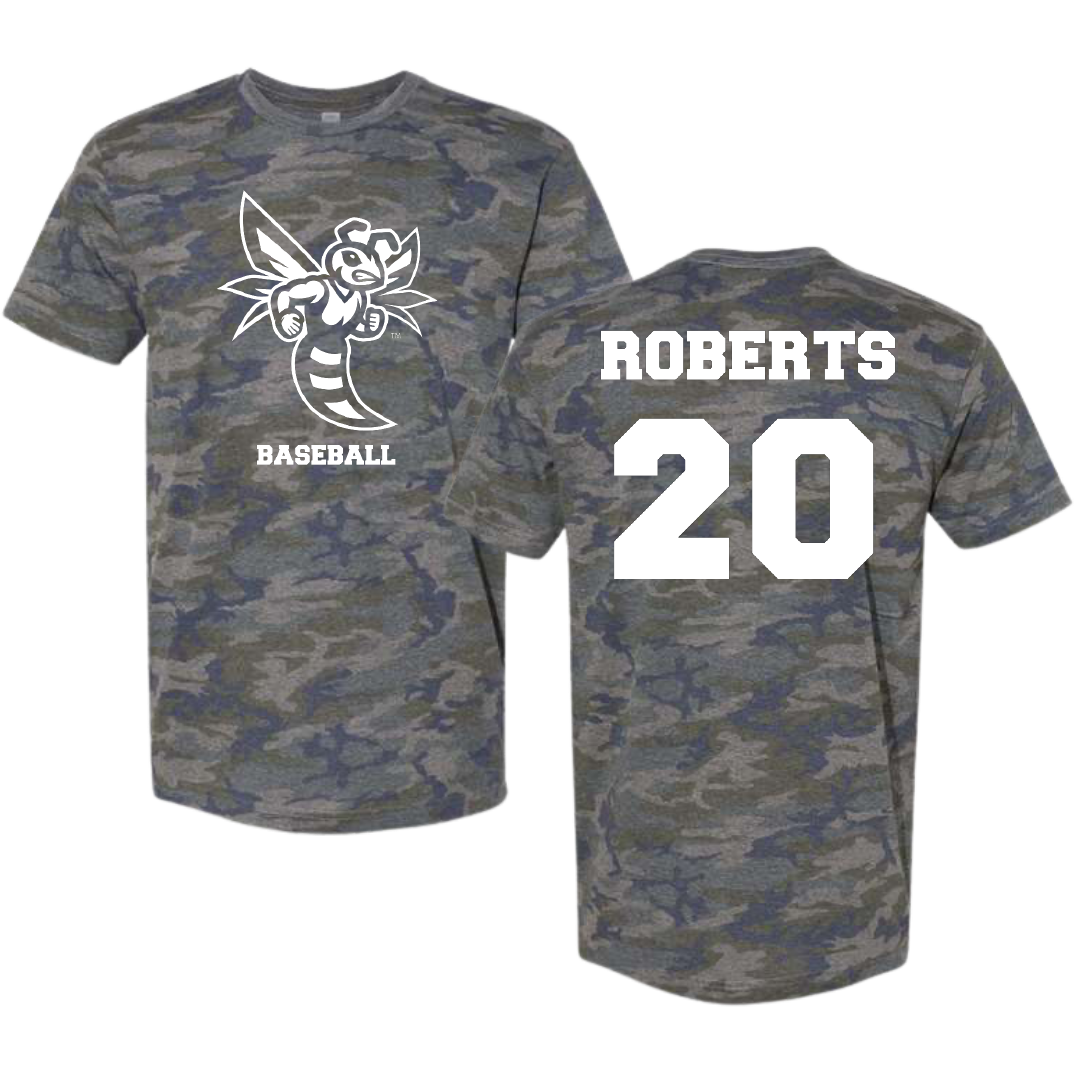Emory & Henry College Baseball Vintage Camo Tee - #20 Luke Roberts