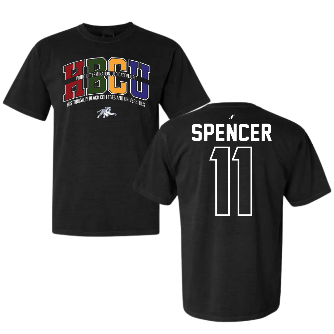 Jackson State University Football Black HBCU Comfort Colors Tee - #11 Isaiah Spencer