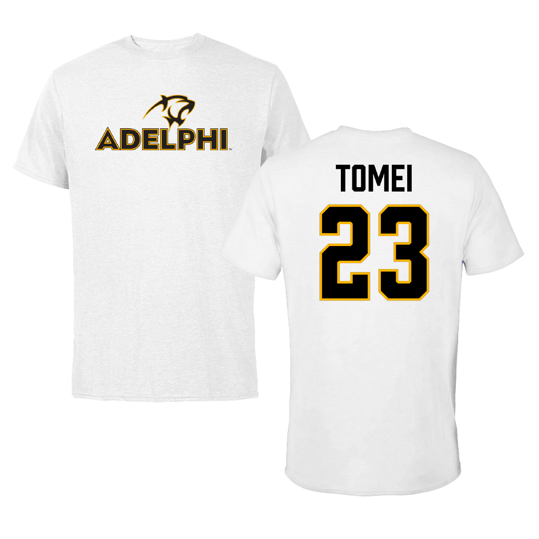 Adelphi University Lacrosse (M) White Performance Tee - #23 Christian Tomei